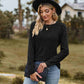 Ribbed Round Neck Long Sleeve Tee