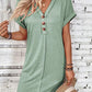 Quarter Button V-Neck Short Sleeve Dress