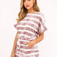 Striped Round Neck Top & Shorts Set