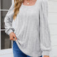 Square Neck Long Sleeve Blouse