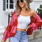 Striped Open Front Dropped Shoulder Cardigan