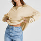 Waffle-Knit Long Sleeve Sweatshirt