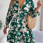 Tied Ruffled Printed Long Sleeve Dress