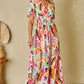 Slit Printed Surplice Short Sleeve Maxi Dress