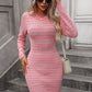 Striped Round Neck Sweater Dress