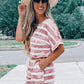 Striped Round Neck Top & Shorts Set