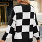 Checkered Round Neck Long Sleeve Sweater