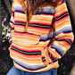 Contrast Striped Half Snap Long Sleeve Sweatshirt