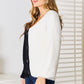 Angel Wings Woven Right Contrast Button-Front V-Neck Cardigan