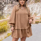 Plus Size Dot Flounce Sleeve Mini Dress