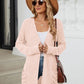 Pocketed Open Front Long Sleeve Cardigan