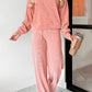 Round Neck Long Sleeve Top and Pants Set