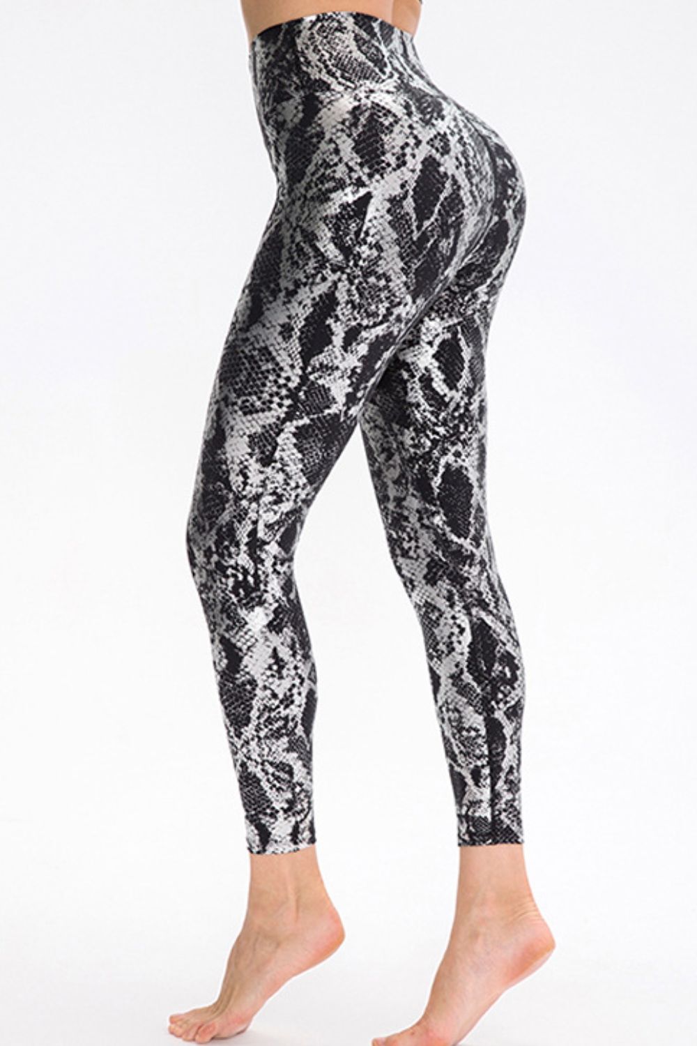 Snakeskin Slim Fit Wide Waistband Long Leggings