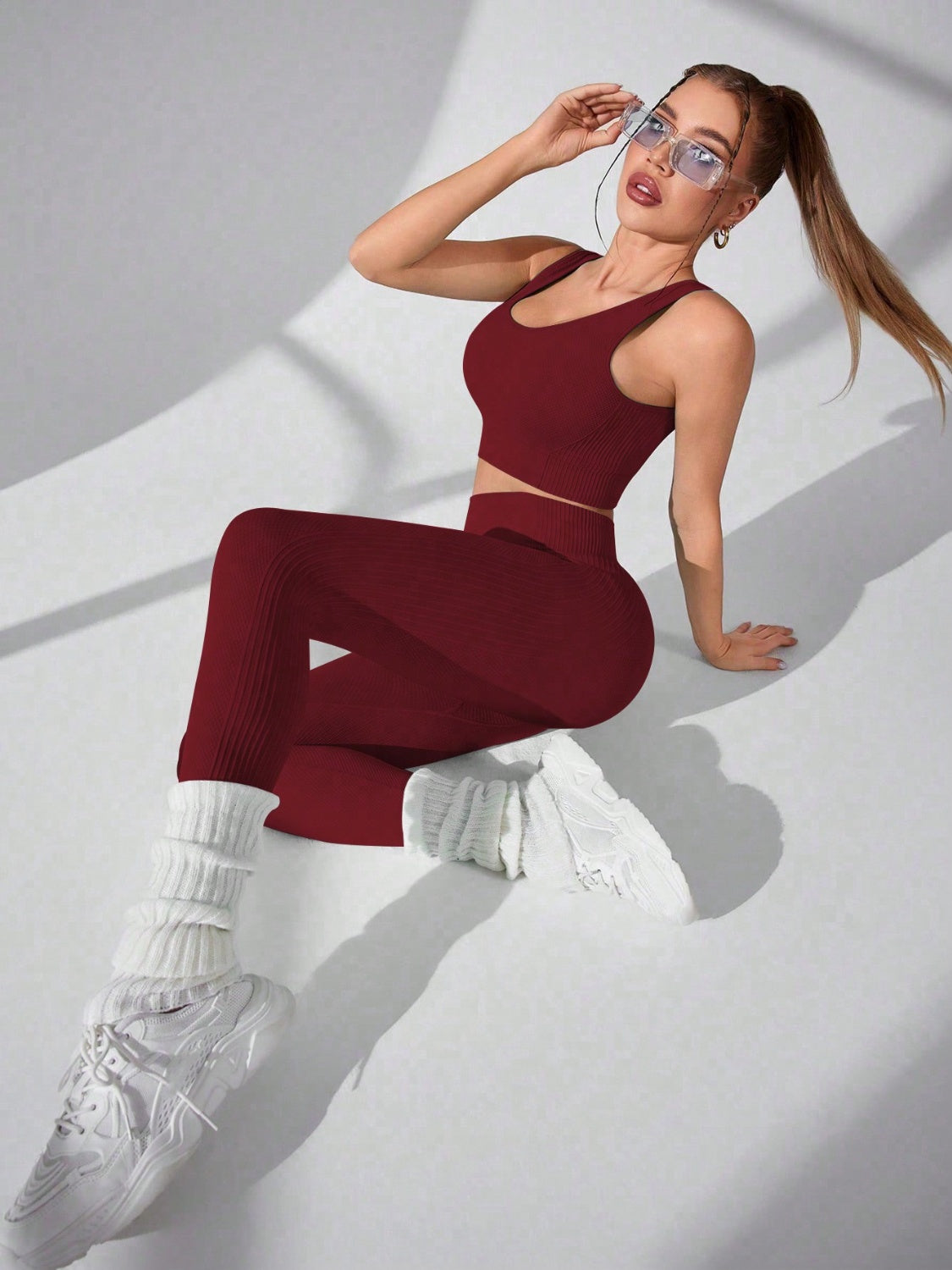 Scoop Neck Wide Strap Top & Pants Active Set