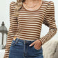 Striped Round Neck Long Sleeve T-Shirt