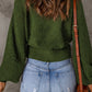 Ribbed Trim Balloon Sleeve Sweater