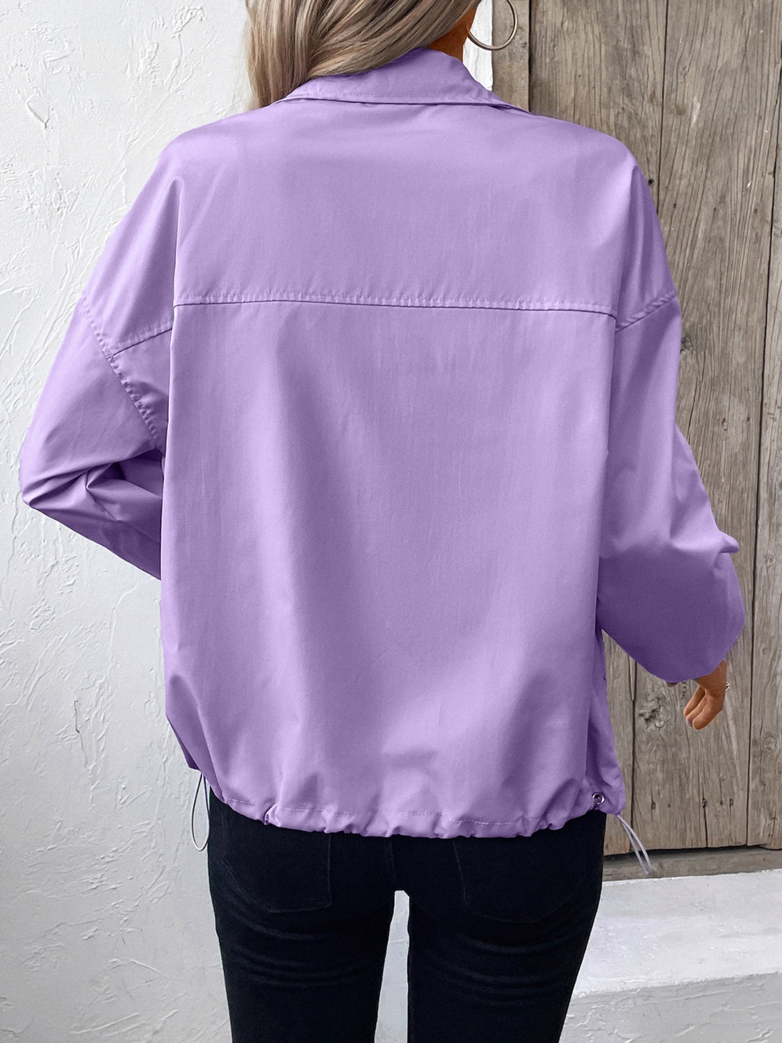 Pocketed Zip Up Long Sleeve Jacket