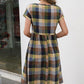 Plaid Round Neck Cap Sleeve Dress