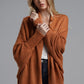 Dolman Sleeve Open Front Ribbed Trim Longline Cardigan