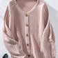 V-Neck Button Up Raglan Sleeve Cardigan