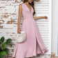 Full Size Slit V-Neck Sleeveless Midi Dress