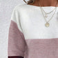 Color Block Boat Neck Sweater