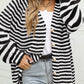 Striped Button Up Long Sleeve Cardigan