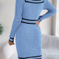 Contrast Trim Long Sleeve Sweater Dress