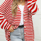 Striped Button Up Long Sleeve Cardigan