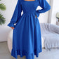 Smocked Square Neck Flounce Sleeve Dress