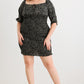 Zenobia Plus Size Smocked Printed Square Neck Mini Dress