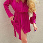 Tied Button Up Long Sleeve Dress