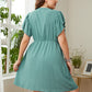 Plus Size Swiss Dot Ruffled Surplice Flutter Sleeve Mini Dress