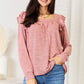 Double Take Square Neck Ruffle Shoulder Long Sleeve T-Shirt