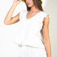 Ruffled V-Neck Cap Sleeve and Shorts Set