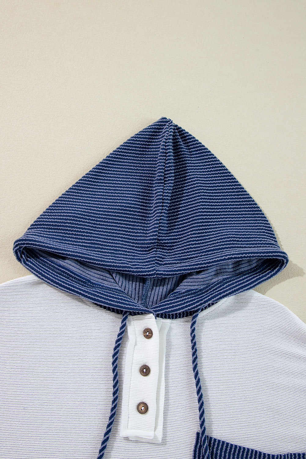 Corded Color Block Drawstring Hoodie