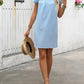 Ruffled Notched Cap Sleeve Mini Dress