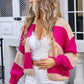 Striped Open Front Dropped Shoulder Cardigan