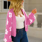 Floral Open Front Fuzzy Cardigan