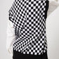 Full Size Checkered V-Neck Cap Sleeve Sweater