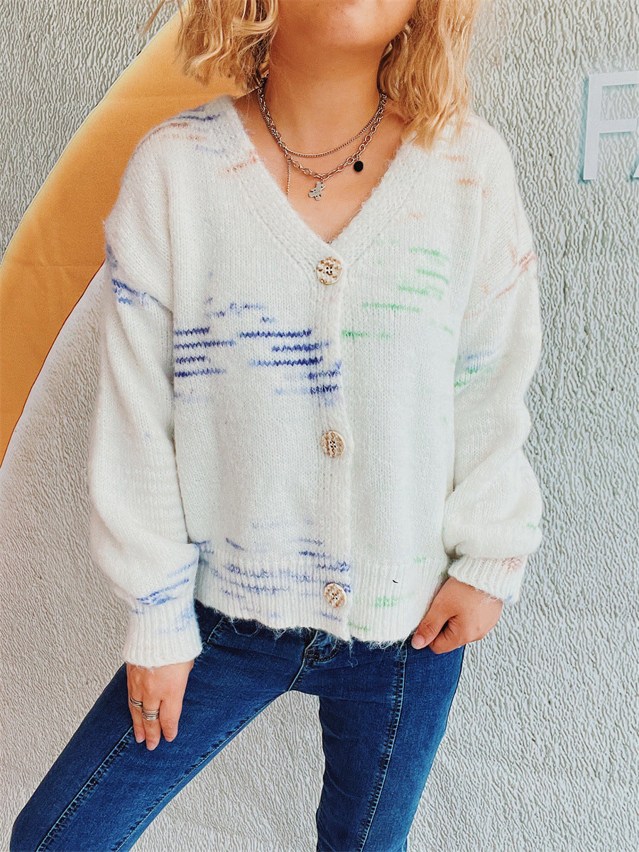 Multi-color Button Up Long Sleeve Cardigan