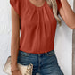 Ruched Round Neck Cap Sleeve Blouse