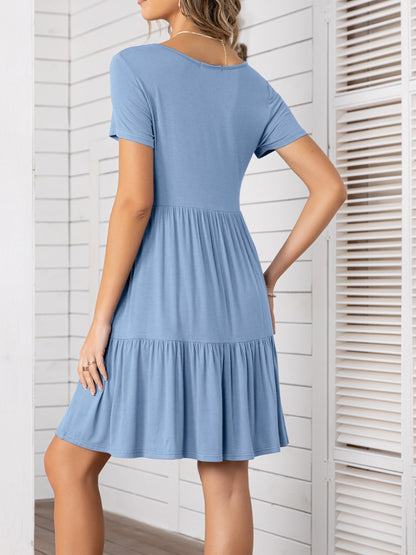 Round Neck Short Sleeve Mini Tee Dress