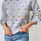 Pom-Pom Trim Mock Neck Long Sleeve Pullover Sweater