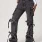 Bow Tied Mid Rise Jeans with Cargo Pockets