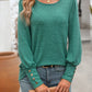 Decorative Button Round Neck Long Sleeve T-Shirt