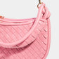 Fame PU Leather Basket Weave Half Moon Bag