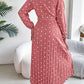 Tied Polka Dot Long Sleeve Midi Dress