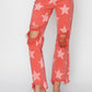 RISEN Full Size Distressed Raw Hem Star Pattern Jeans