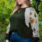 Plus Size Floral Waffle-Knit Round Neck Blouse